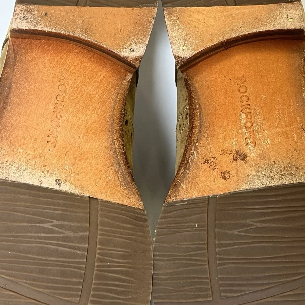 Rockport Brown Suede‎ Leather Tan Wingtip Oxford Dress Shoes Men's 9 Worn Once